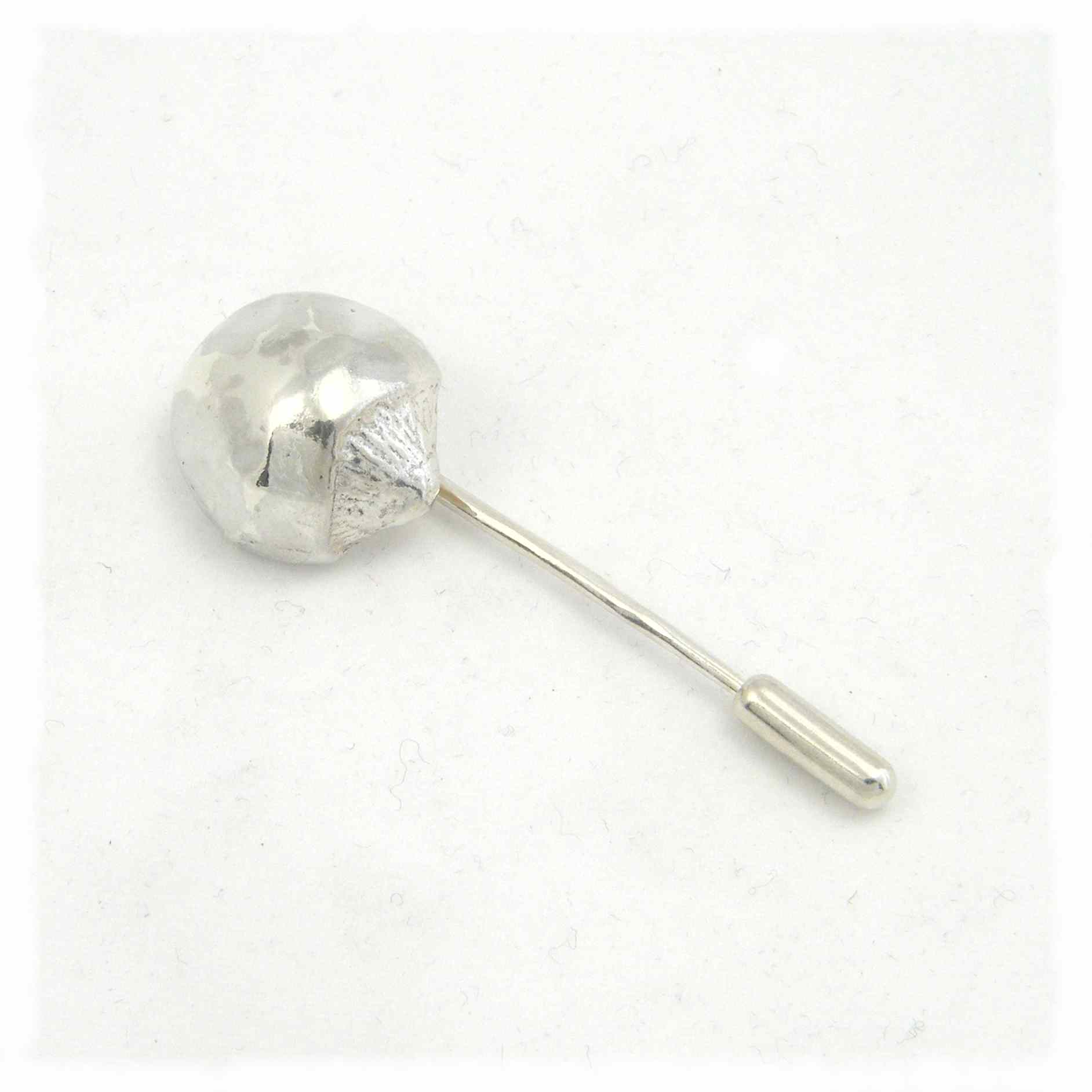 Silver hazelnut pin brooch
